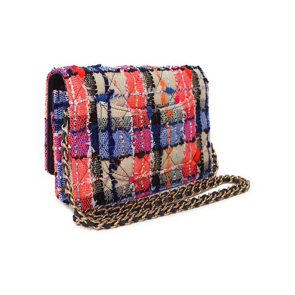 Chanel Matelasse Chain Quilted Wallet Tweed - Picture 1 of 5